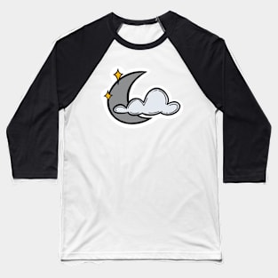 Cloudy Moon and Stars Baseball T-Shirt